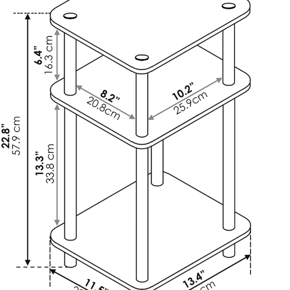 Bedside Table 3-Tier Shelf - Picture 2 of 2